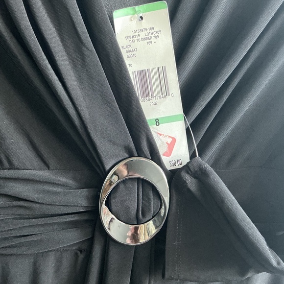 NWT JONES WEAR Long Sleeve Midi Dress Black Size 8 - Picture 5 of 5